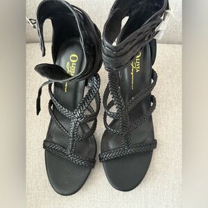 Anne Michelle Black Braided Sandals
